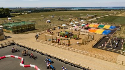 Tapnell Farm Park aerial view of outside play areas and paddocks