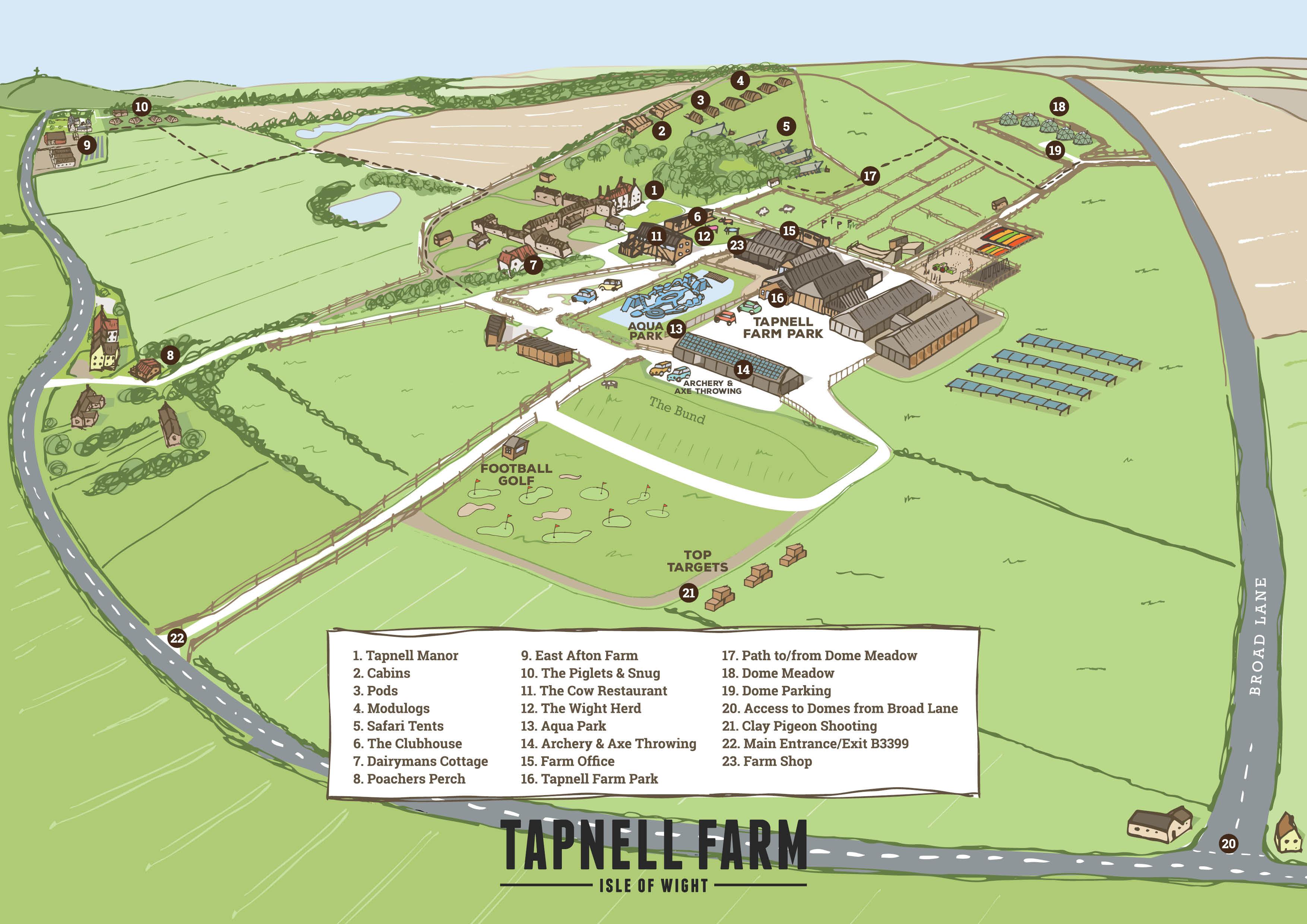 Tapnell Farm Map with Key