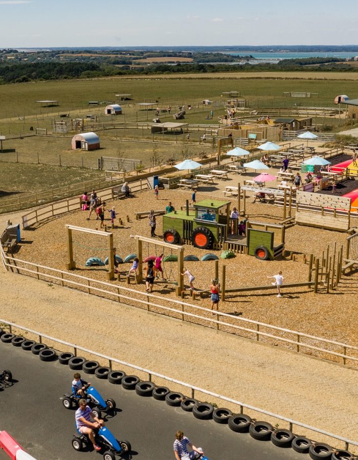 Tapnell Farm Park aerial view of outside play areas and paddocks